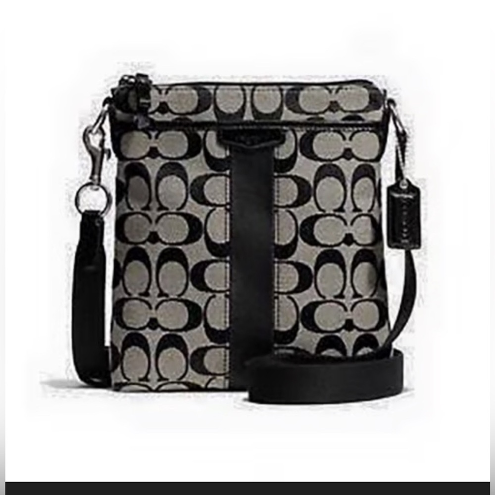 Coach Signature Black and Gray Crossbody Bag